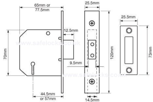 Union 2177 3 Lever Mortice Deadlock